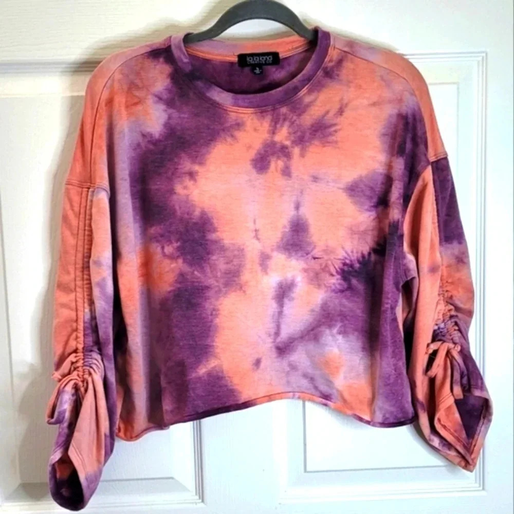 LA LA LAND CREATIVE CO purple & pink tie dye top